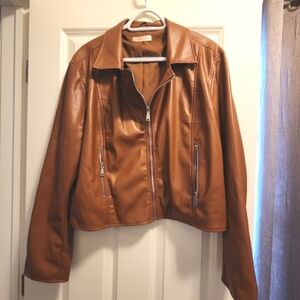 Intempo, brown/tan, faux leather, moto jacket in size XL